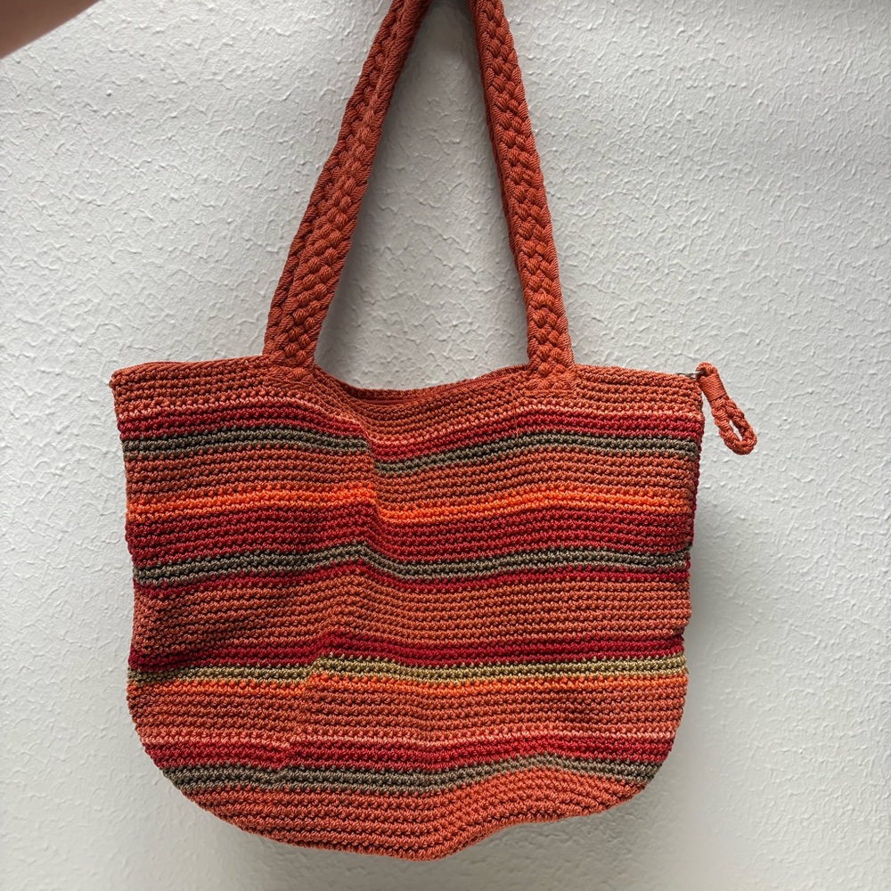 The Sak Orange and Red Crochet Bohemian Tote Bag - Picture 2 of 9
